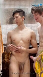 Shanehall and Asian friend Tyler play around in shower