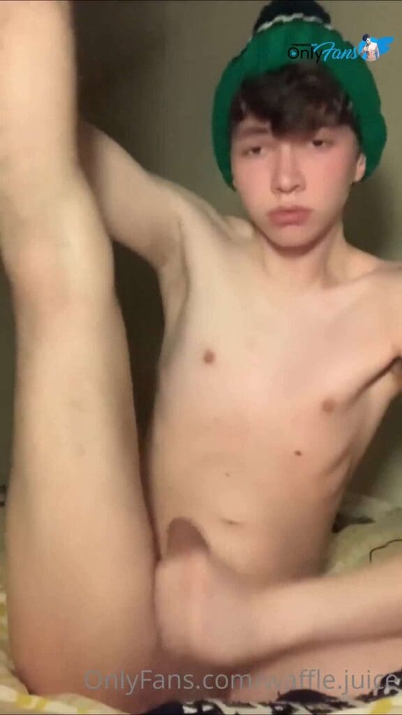 Tiny onlyfans twink waffle.juice naked wearing beanie jerks and cums