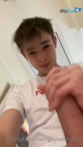 gaytwink0001 quick but hot dick flash and wank on his uncut teen cock selfie video
